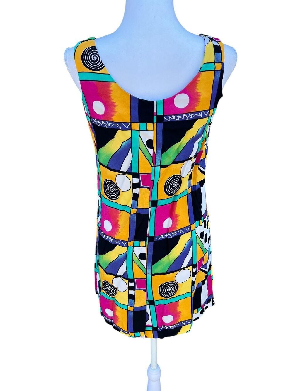 Paul Et Duffier Women's XS 90s Funky Colorful Vintage Mini Dress Sleeveless
